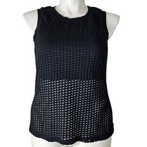Fabletics Top Women's Size Extra Large Black Sleeveless Bryce Eyelet Mesh